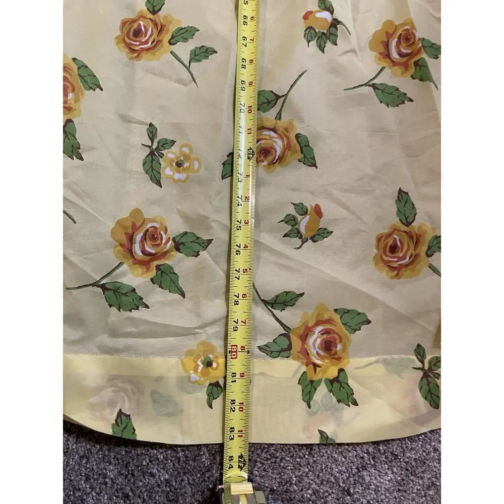 Vintage 70’s Drapery Light Yellow Rose Floral 83in X 23in Two Panels